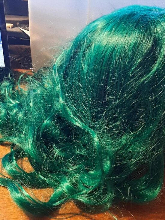 NEW ! Women Long 28 Inch Wig Curly Green main image 5